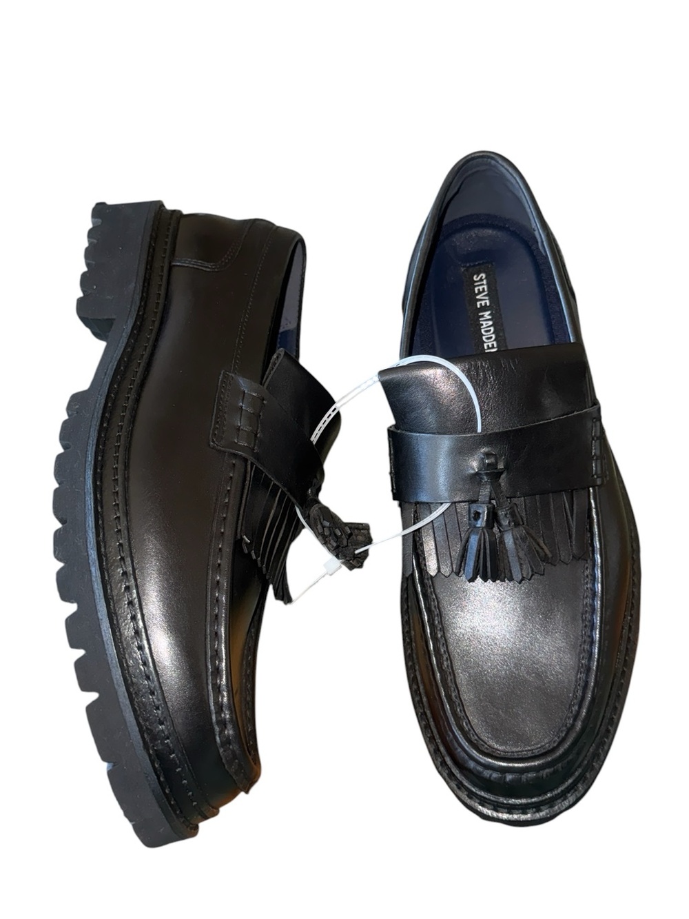 NEW $140 Steve Madden Zillah Penny Loafer (Men) Slip On Tassel Black  Leather